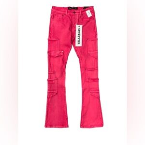 VALABASAS POCROS STACKED FLARE JEAN RED SIZE 10